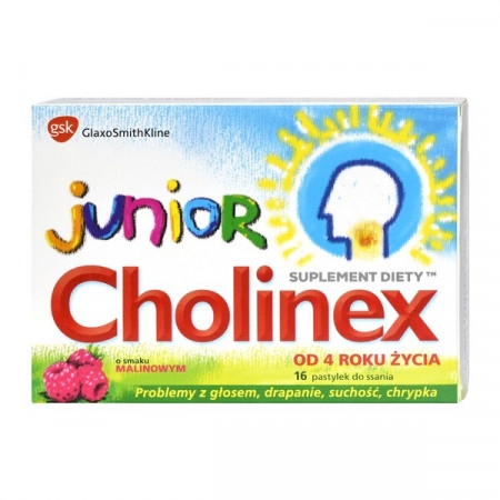 Cholinex Junior, pastylki do ssania, smak malinowy, na gardło