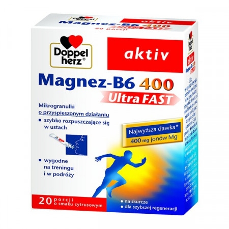 Doppelherz aktiv Magnez-B6 UltraFAST 400, granulki musujące w