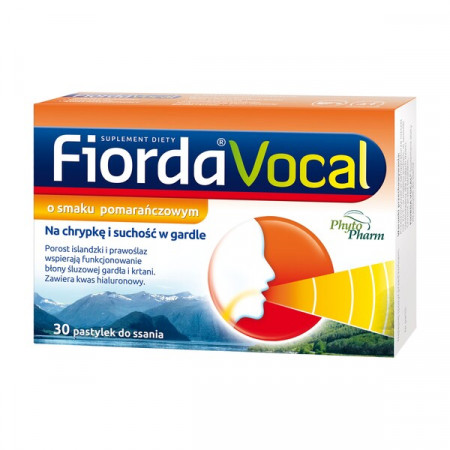 Fiorda Vocal, smak pomarańczowym, pastylki do ssania, 30 szt.