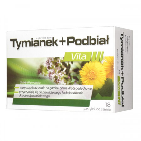 Tymianek + Podbiał VITA, pastylki do ssania, na gardło