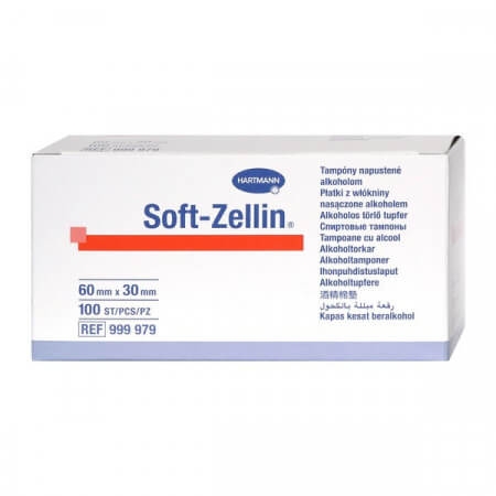 Soft-Zellin, płatki włókninowe nasączone alkoholem, 100 szt.