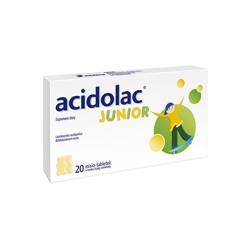 Acidolac Junior, misio-tabletki, o smaku białej czekolady, 20