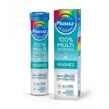 Plusssz 100% Multiwitamina + Magnez, 20 tabletek musujących