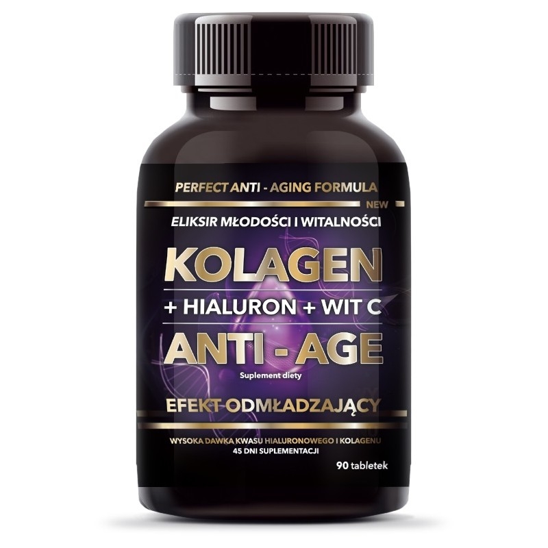 Intenson Kolagen + Hialuron + Witamina C Anti-Age suplement diety 90 tab.