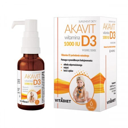 VitaDiet AKAVIT Witamina D3 1000 IU krople 30ml