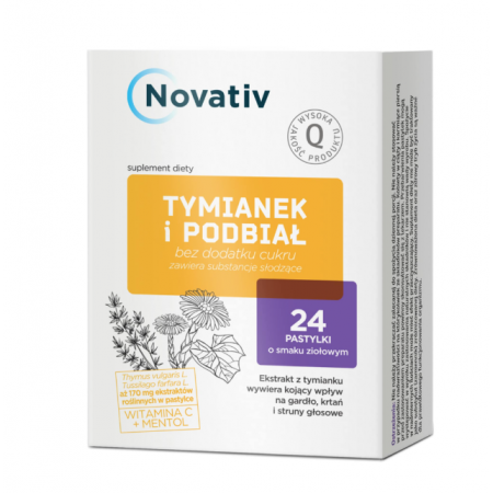 Novativ Tymianek I Podbiał tabletki do ssania - 24 tabl.