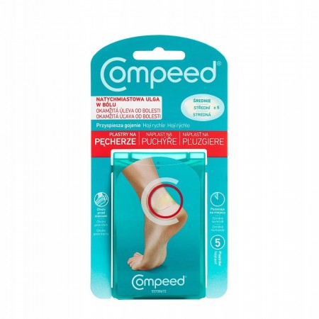 Compeed Plastry na pęcherze na piętach, dla aktywnych, średnie, 5 szt