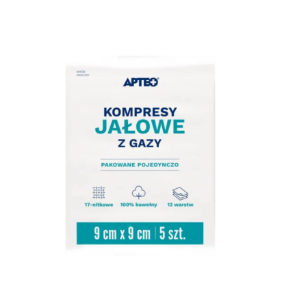 Kompresy gazy jałowe APTEO CARE 9x9cm 5szt.