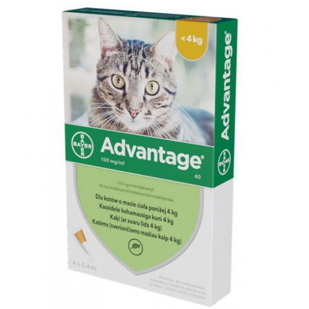 Advantage 40 roztwór do nakrapiania na skórę 100 mg/ml 4 tub.