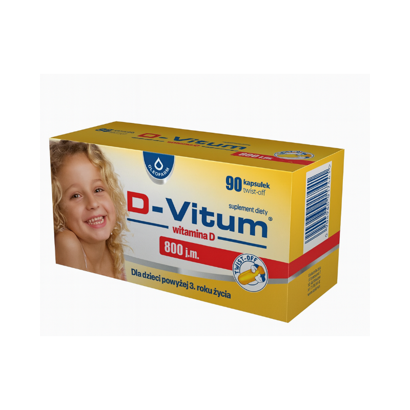 D-Vitum witamina D 800 j.m. kapsułki twist off D-Vitum witamina D 800 j.m. kapsułki twist off, dla dzieci powyżej 3. r.ż