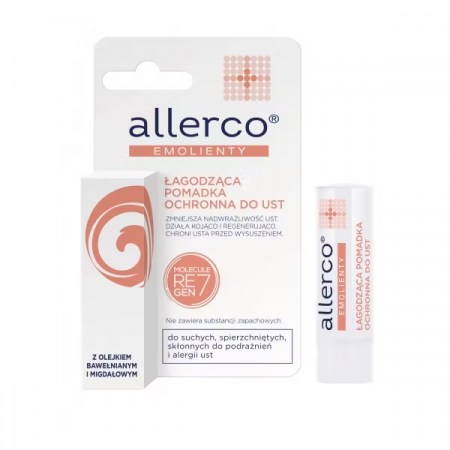 Allerco Emolienty, pomadka łagodząca ochronna do ust, 4,9 g