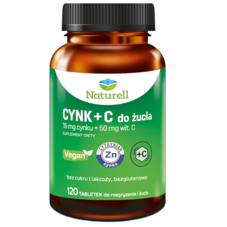 Naturell Cynk + C do żucia tabletki do rozgryzania i żucia -