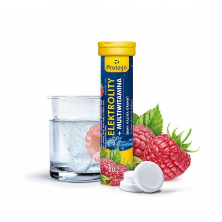 Protego Elektrolity + Multiwitamina smak malina-granat tabletki