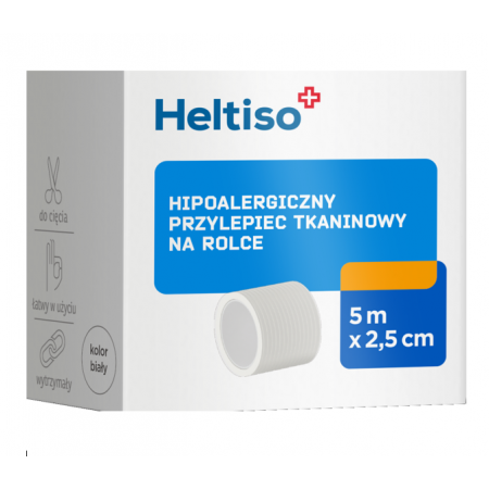 Heltiso Przylepiec tkaninowy biały 5 m x 2,5 cm - - 1 szt.