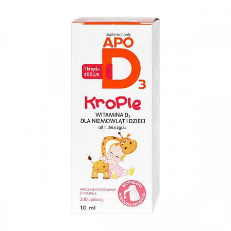 ApoD3, Witamina D 400 j.m., krople, 10 ml (200 aplikacji)