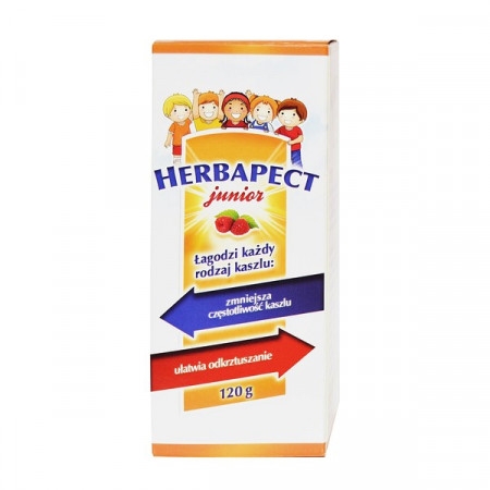 Herbapect Junior, syrop, smak malinowy, 120 g